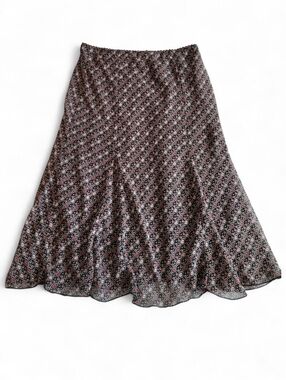 Vintage 90s Jessica Flared Midi Skirt Sheer Geometric Whimsigoth 8